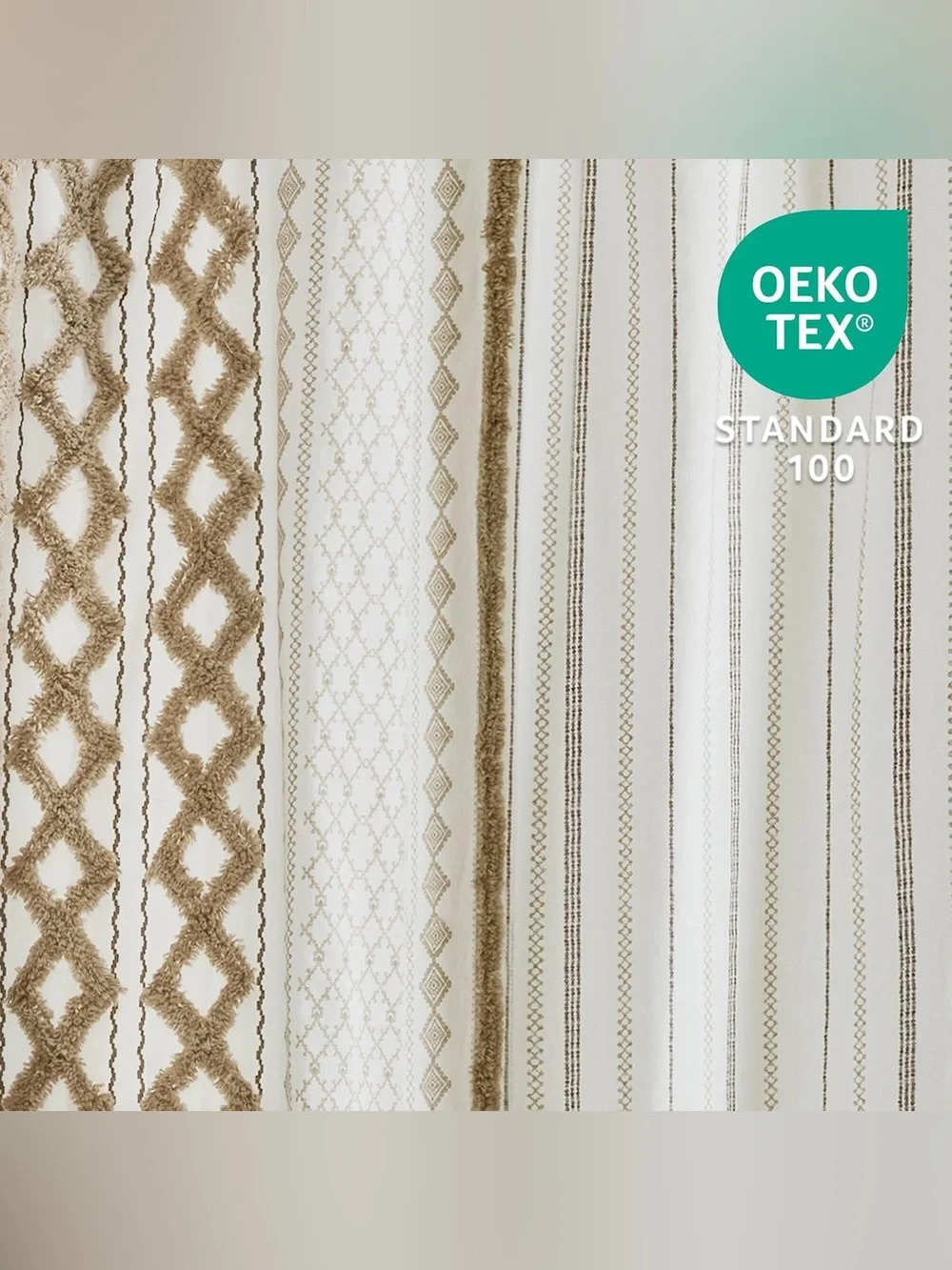 INK+IVY Extra Long Cotton Shower Curtain for Bathroom, Neutral, 72 x 84 boho